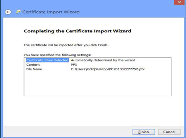 An image of certificate import wizard